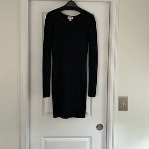 Metallic Knit Black Long Sleeve Dress